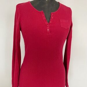 GAP Long Sleeve Henley T Shirts Button Ribbed Knit Slim Fit